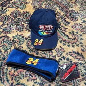Vintage NOS 1990s NASCAR Jeff Gordon #24 Headband Action Sports & 2002 Chase Cap